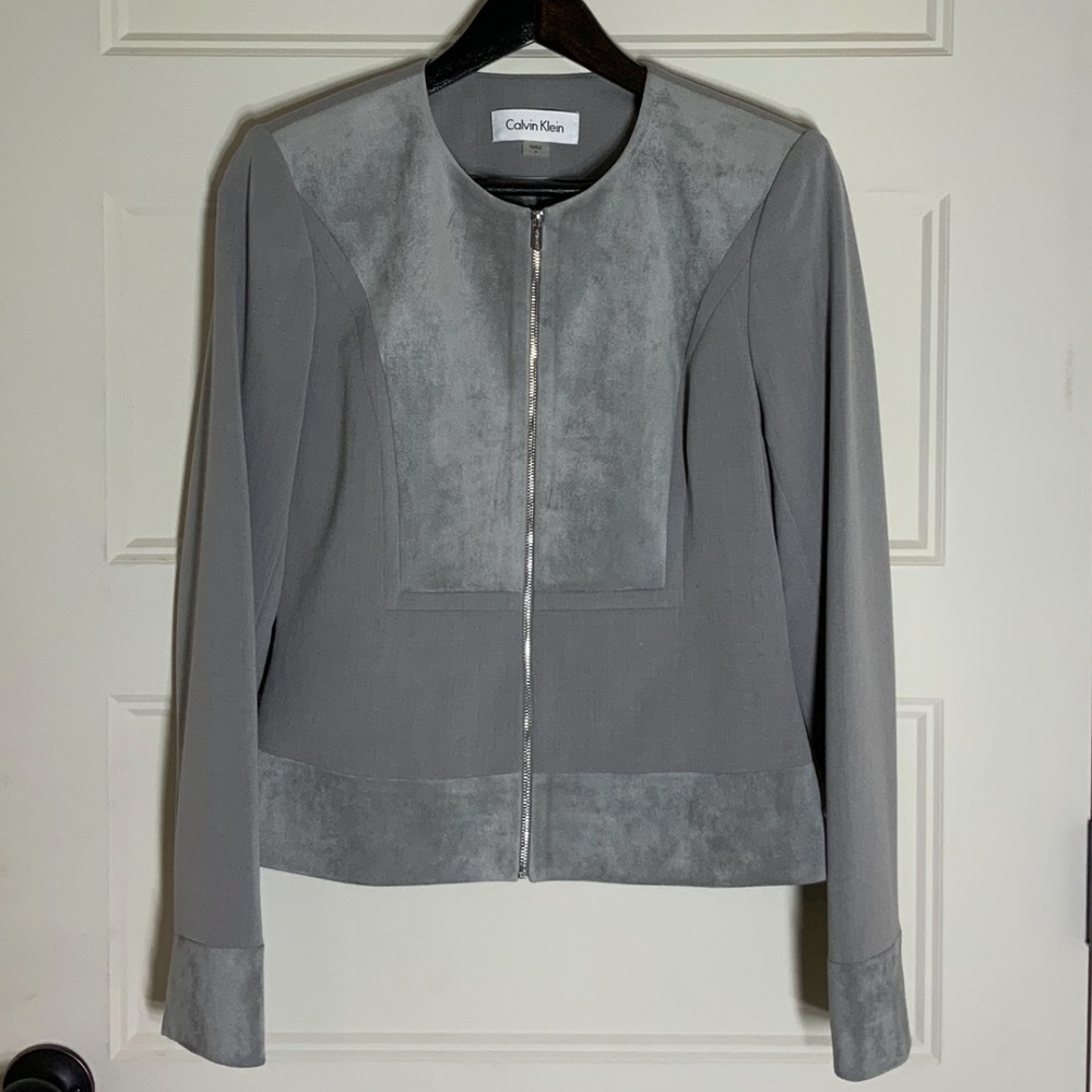 Calvin Klein Grey Suede Blazer Size 4